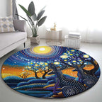 Australian Night Sky Landscape Round Carpet Aboriginal Dreamtime Story