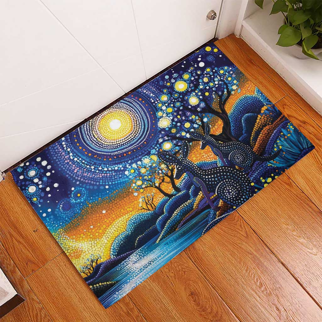 Australian Night Sky Landscape Rubber Doormat Aboriginal Dreamtime Story