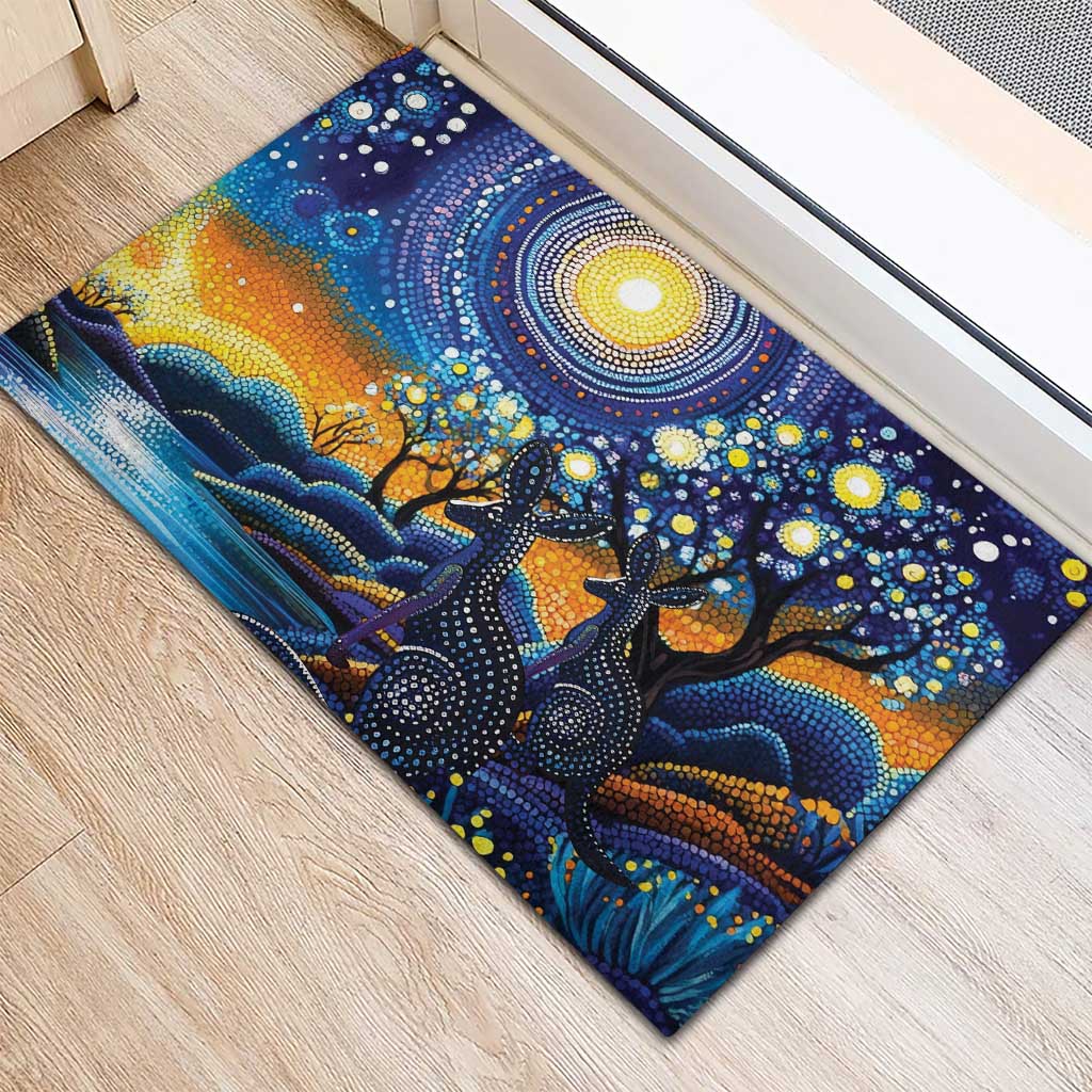 Australian Night Sky Landscape Rubber Doormat Aboriginal Dreamtime Story