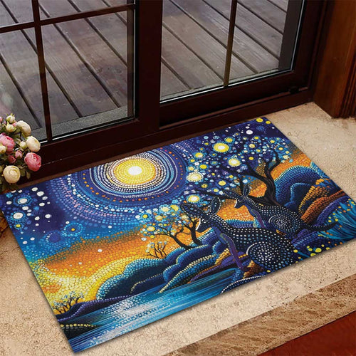 Australian Night Sky Landscape Rubber Doormat Aboriginal Dreamtime Story