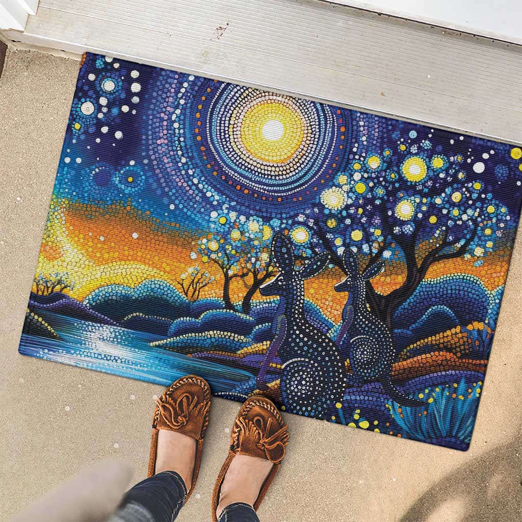 Australian Night Sky Landscape Rubber Doormat Aboriginal Dreamtime Story