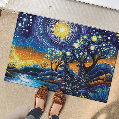 Australian Night Sky Landscape Rubber Doormat Aboriginal Dreamtime Story