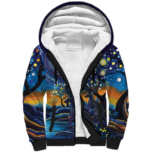 Australian Night Sky Landscape Sherpa Hoodie Aboriginal Dreamtime Story