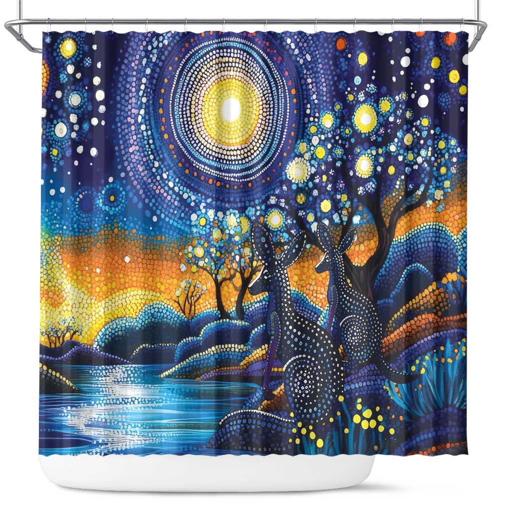 Australian Night Sky Landscape Shower Curtain Aboriginal Dreamtime Story