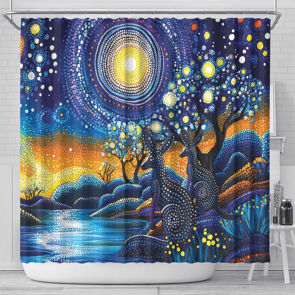 Australian Night Sky Landscape Shower Curtain Aboriginal Dreamtime Story