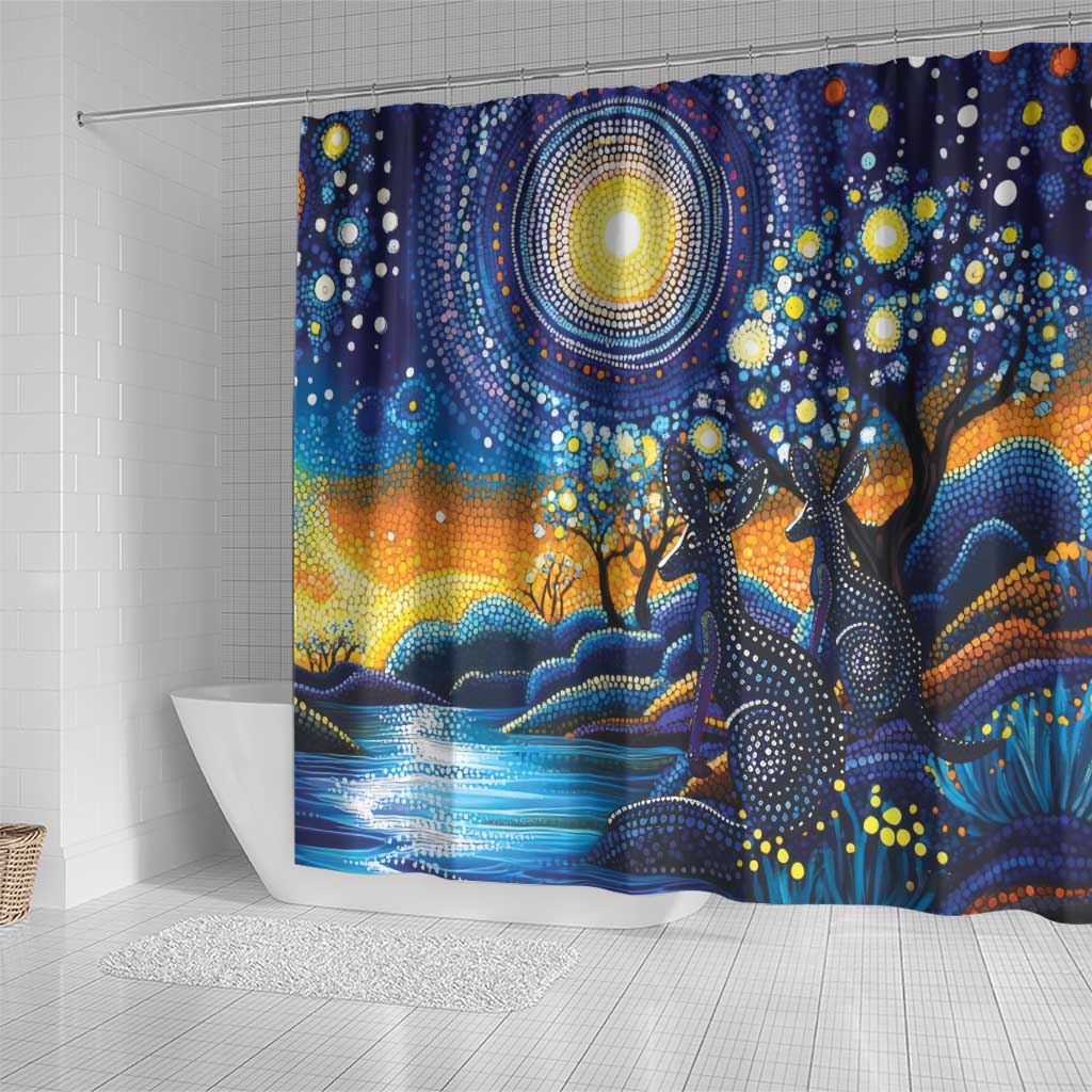 Australian Night Sky Landscape Shower Curtain Aboriginal Dreamtime Story