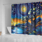 Australian Night Sky Landscape Shower Curtain Aboriginal Dreamtime Story