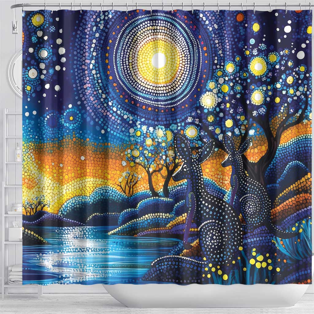 Australian Night Sky Landscape Shower Curtain Aboriginal Dreamtime Story