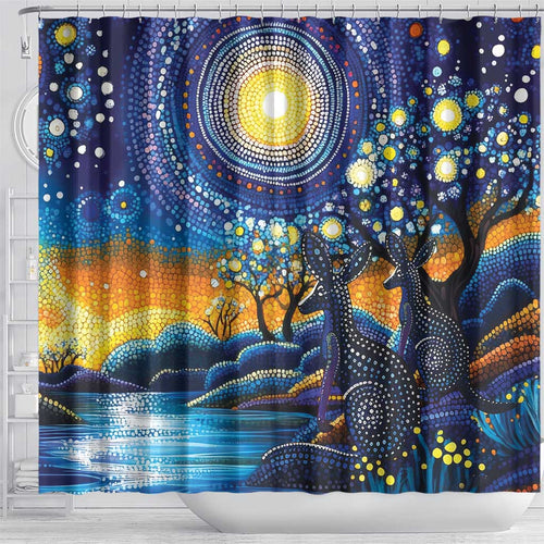 Australian Night Sky Landscape Shower Curtain Aboriginal Dreamtime Story