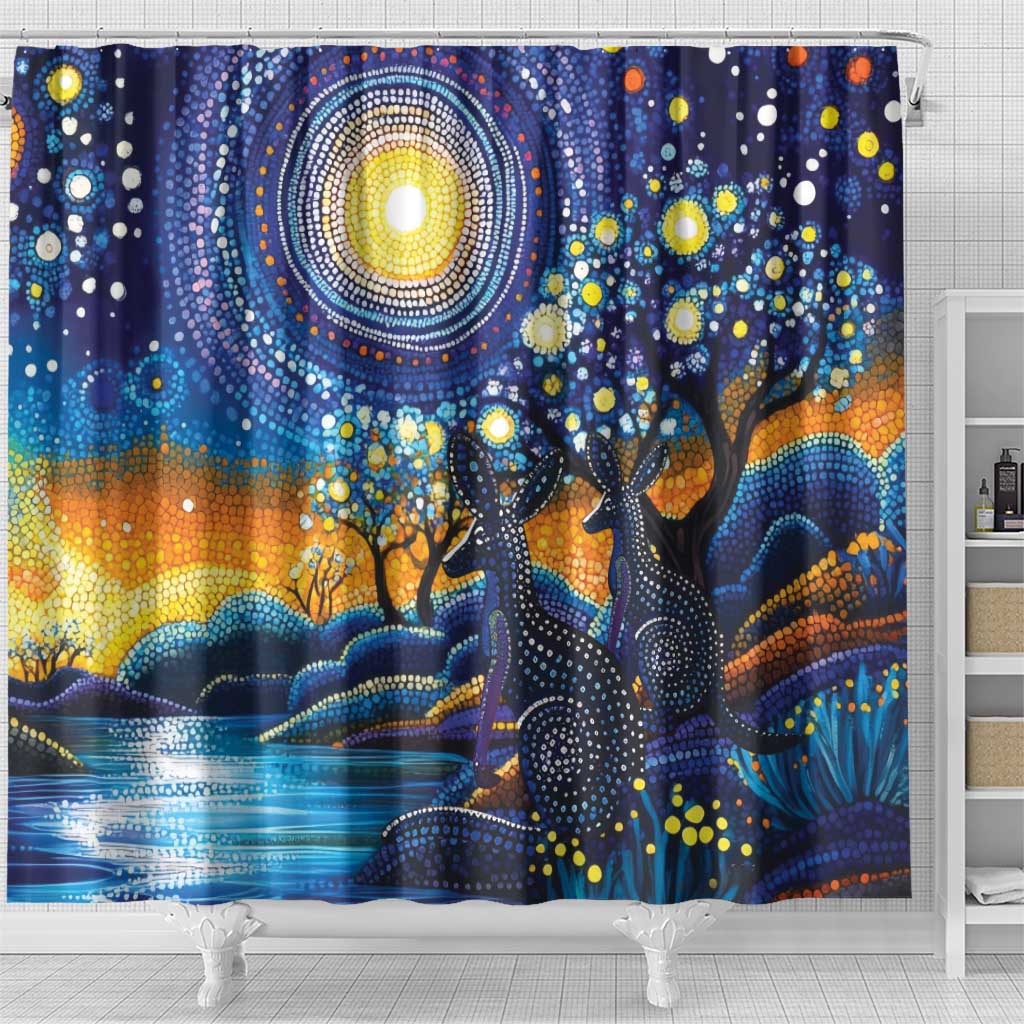 Australian Night Sky Landscape Shower Curtain Aboriginal Dreamtime Story
