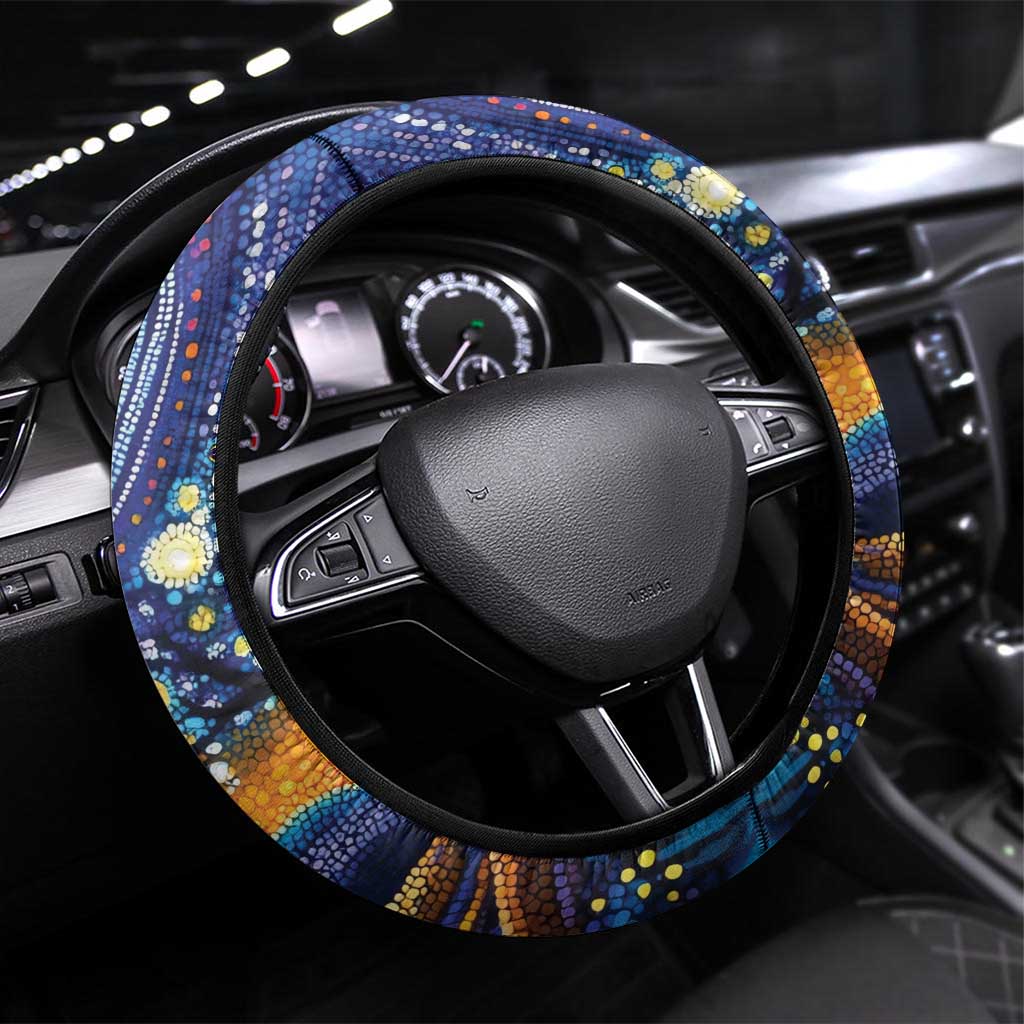 Australian Night Sky Landscape Steering Wheel Cover Aboriginal Dreamtime Story