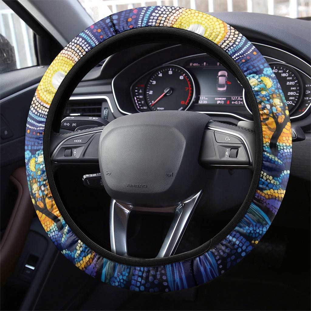 Australian Night Sky Landscape Steering Wheel Cover Aboriginal Dreamtime Story