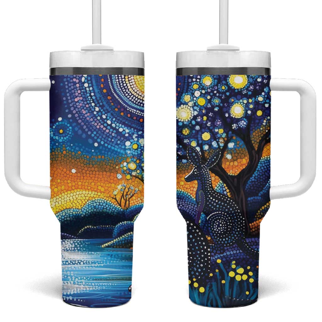 Australian Night Sky Landscape Tumbler With Handle Aboriginal Dreamtime Story