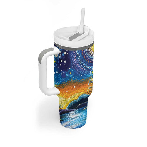Australian Night Sky Landscape Tumbler With Handle Aboriginal Dreamtime Story