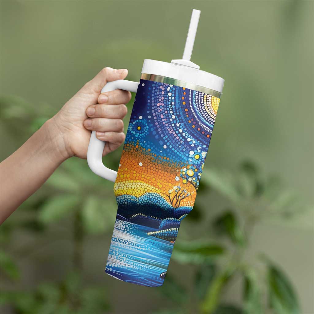 Australian Night Sky Landscape Tumbler With Handle Aboriginal Dreamtime Story