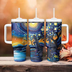 Australian Night Sky Landscape Tumbler With Handle Aboriginal Dreamtime Story