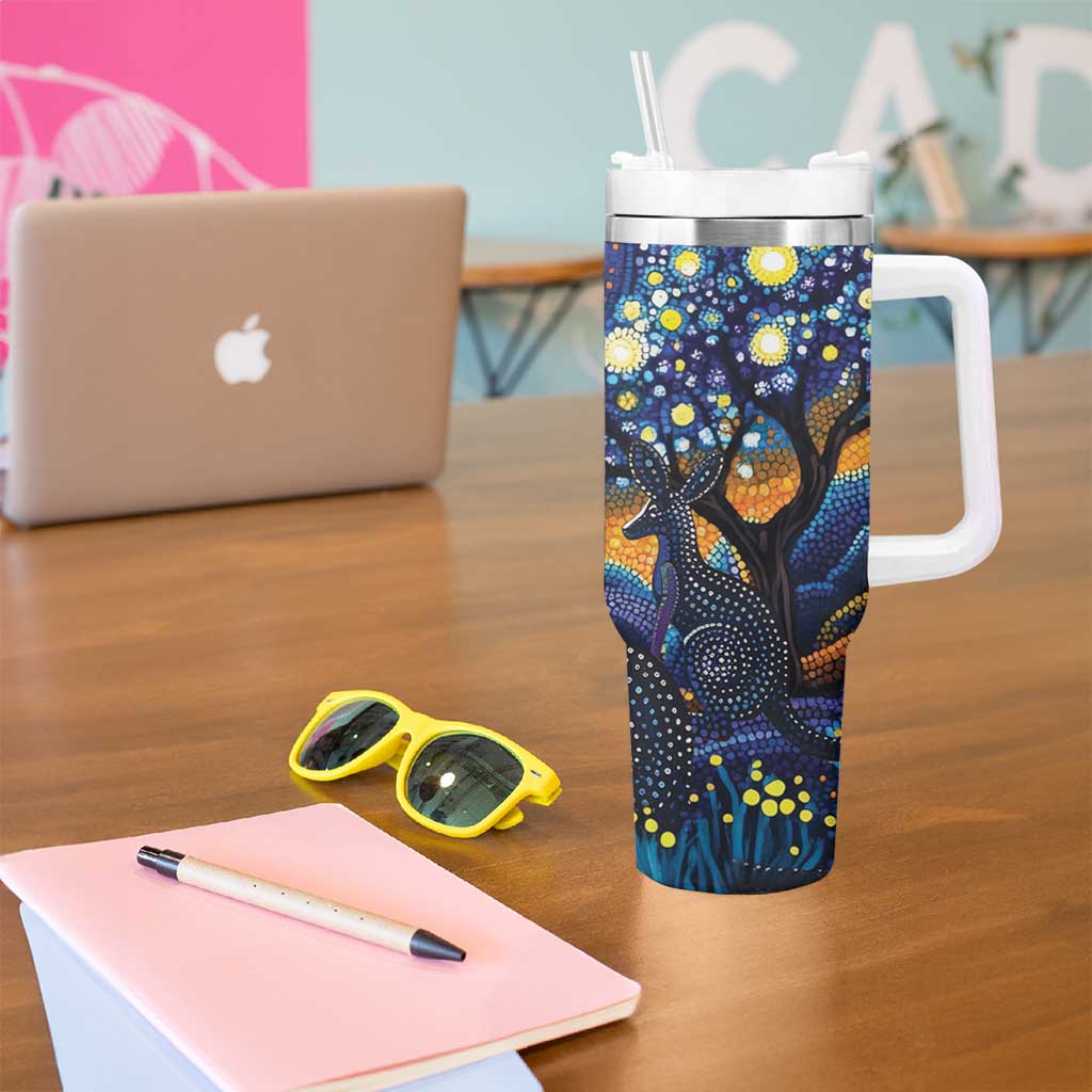 Australian Night Sky Landscape Tumbler With Handle Aboriginal Dreamtime Story