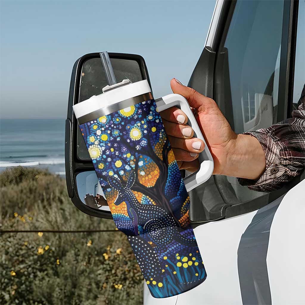Australian Night Sky Landscape Tumbler With Handle Aboriginal Dreamtime Story