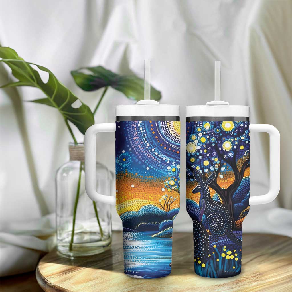 Australian Night Sky Landscape Tumbler With Handle Aboriginal Dreamtime Story