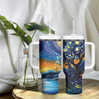 Australian Night Sky Landscape Tumbler With Handle Aboriginal Dreamtime Story