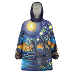 Australian Night Sky Landscape Wearable Blanket Hoodie Aboriginal Dreamtime Story