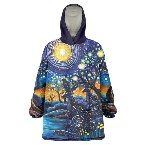 Australian Night Sky Landscape Wearable Blanket Hoodie Aboriginal Dreamtime Story