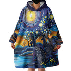 Australian Night Sky Landscape Wearable Blanket Hoodie Aboriginal Dreamtime Story