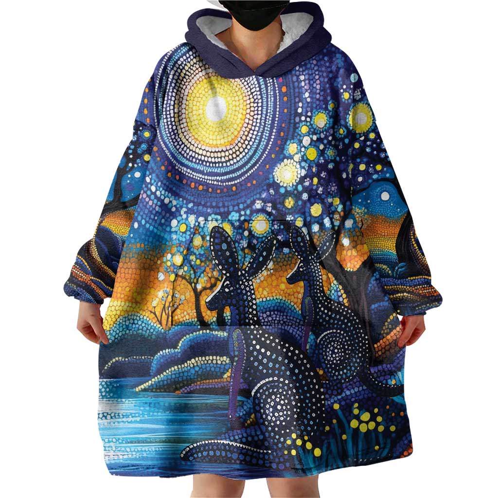 Australian Night Sky Landscape Wearable Blanket Hoodie Aboriginal Dreamtime Story