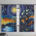 Australian Night Sky Landscape Window Curtain Aboriginal Dreamtime Story