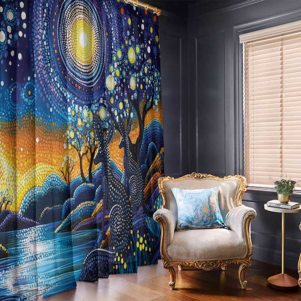 Australian Night Sky Landscape Window Curtain Aboriginal Dreamtime Story