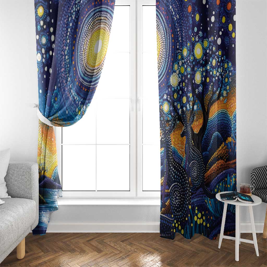 Australian Night Sky Landscape Window Curtain Aboriginal Dreamtime Story
