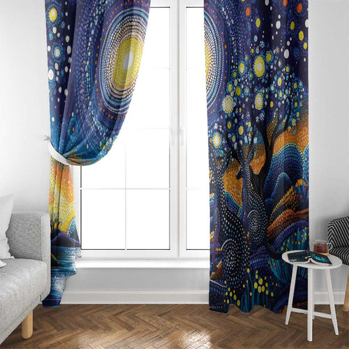 Australian Night Sky Landscape Window Curtain Aboriginal Dreamtime Story