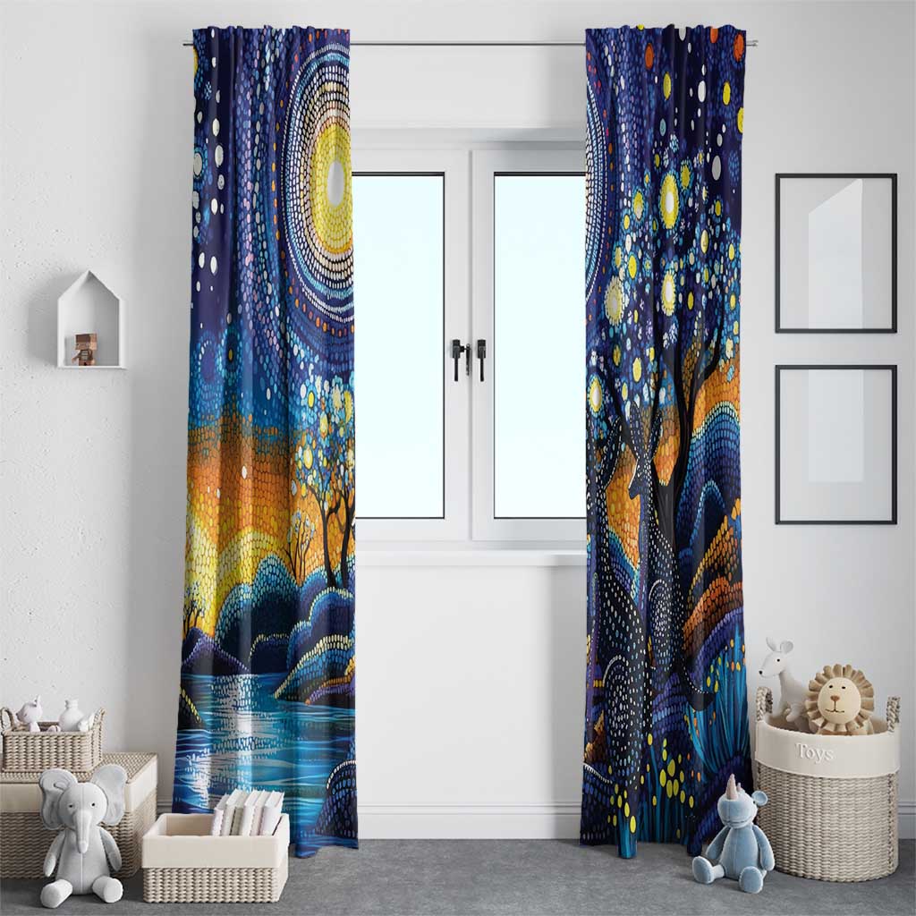 Australian Night Sky Landscape Window Curtain Aboriginal Dreamtime Story