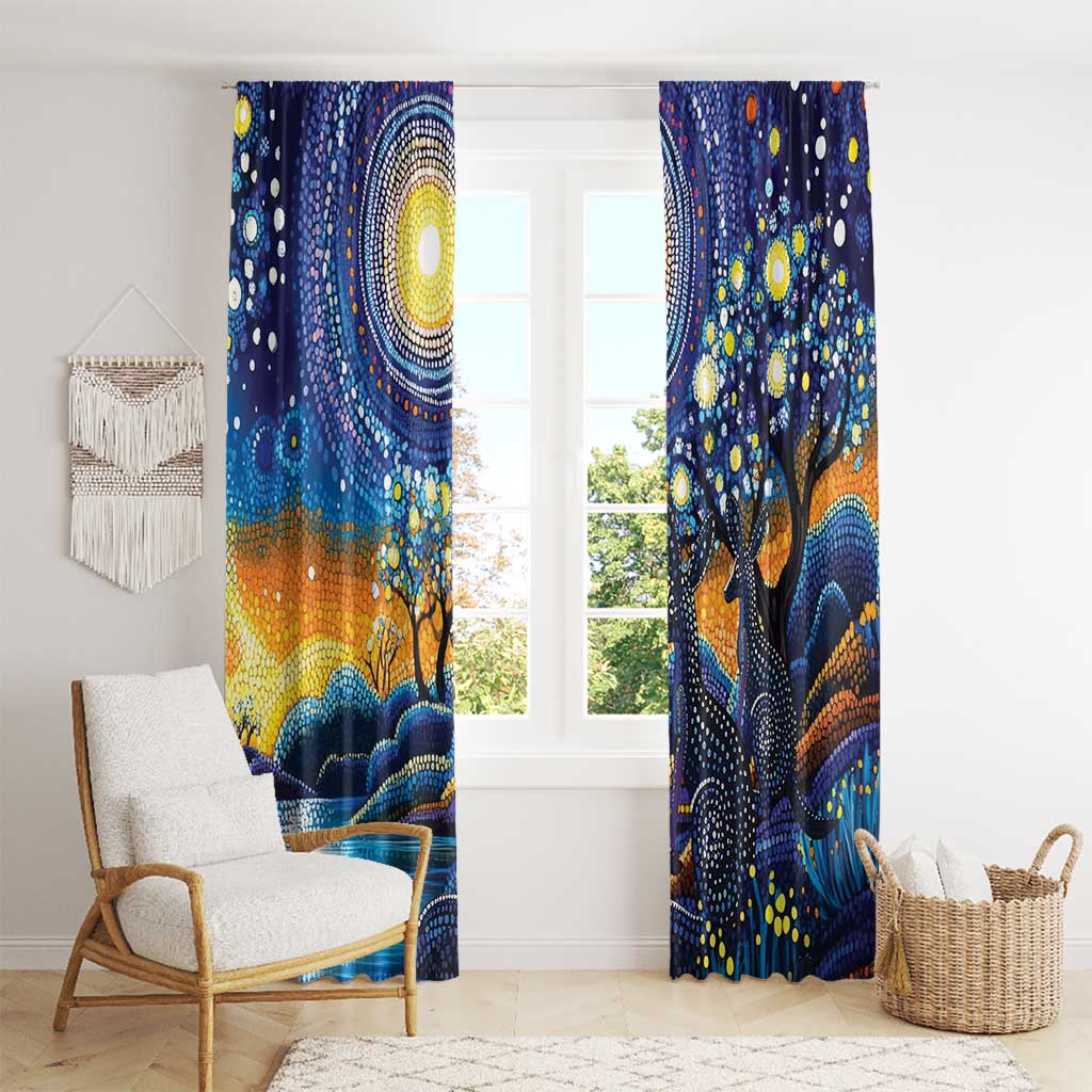 Australian Night Sky Landscape Window Curtain Aboriginal Dreamtime Story