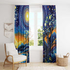 Australian Night Sky Landscape Window Curtain Aboriginal Dreamtime Story