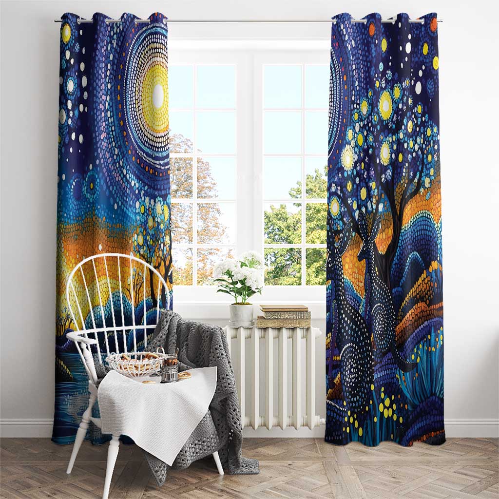Australian Night Sky Landscape Window Curtain Aboriginal Dreamtime Story