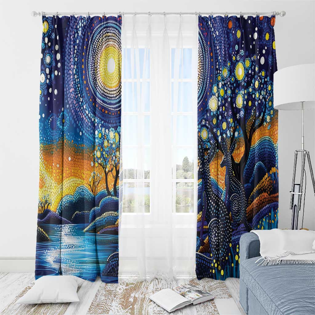 Australian Night Sky Landscape Window Curtain Aboriginal Dreamtime Story