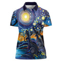 Australian Night Sky Landscape Women Polo Shirt Aboriginal Dreamtime Story