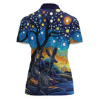 Australian Night Sky Landscape Women Polo Shirt Aboriginal Dreamtime Story