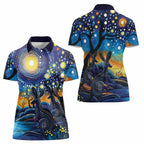 Australian Night Sky Landscape Women Polo Shirt Aboriginal Dreamtime Story