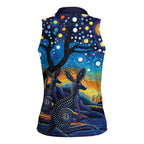 Australian Night Sky Landscape Women Sleeveless Polo Shirt Aboriginal Dreamtime Story