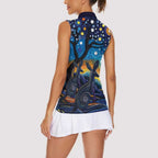 Australian Night Sky Landscape Women Sleeveless Polo Shirt Aboriginal Dreamtime Story