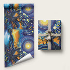 Australian Night Sky Landscape Wrapping Paper Aboriginal Dreamtime Story - Aussie Hoodie