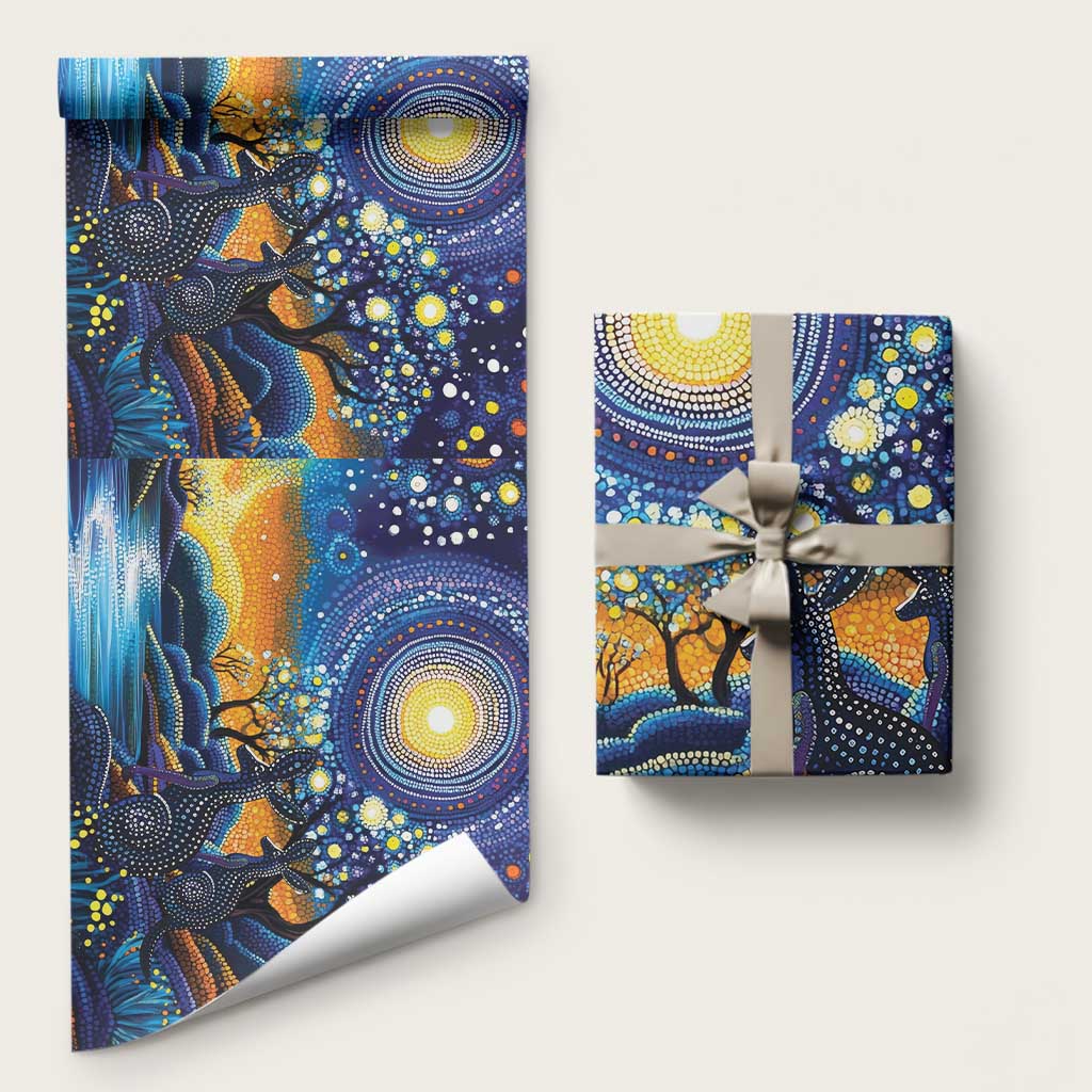Australian Night Sky Landscape Wrapping Paper Aboriginal Dreamtime Story - Aussie Hoodie