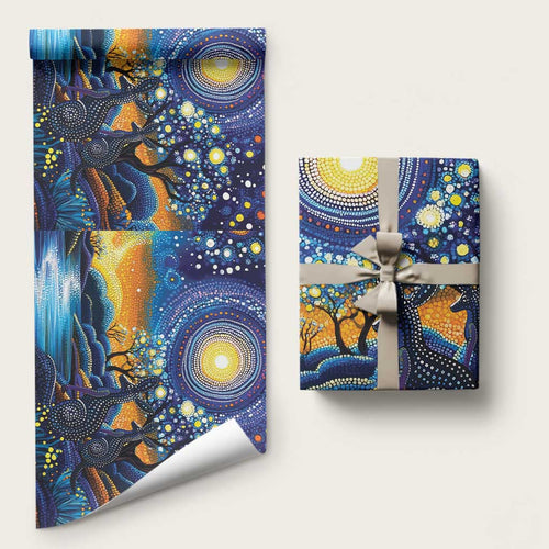 Australian Night Sky Landscape Wrapping Paper Aboriginal Dreamtime Story - Aussie Hoodie