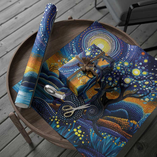 Australian Night Sky Landscape Wrapping Paper Aboriginal Dreamtime Story - Aussie Hoodie