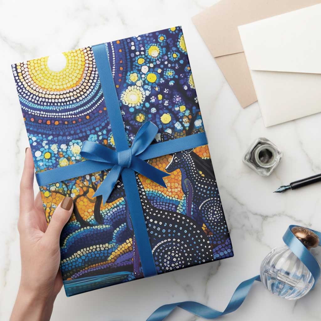 Australian Night Sky Landscape Wrapping Paper Aboriginal Dreamtime Story - Aussie Hoodie