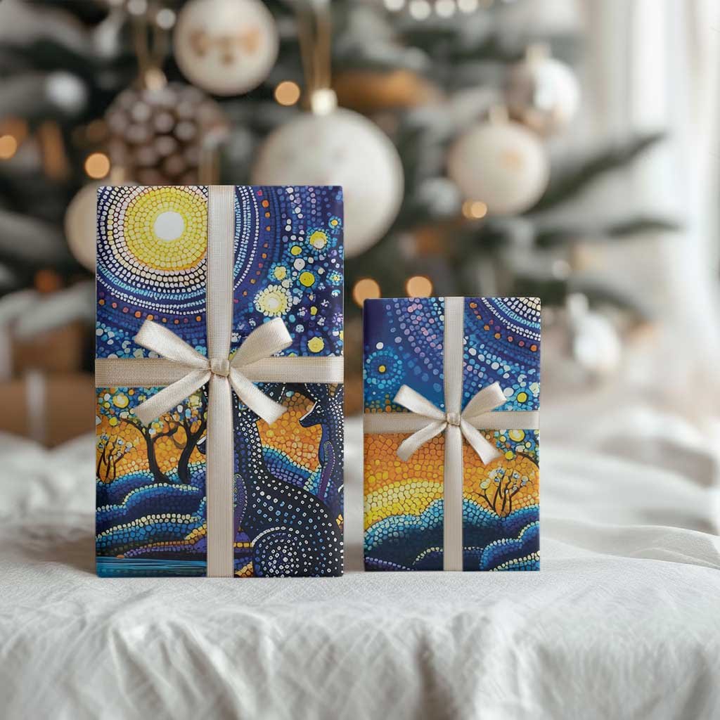 Australian Night Sky Landscape Wrapping Paper Aboriginal Dreamtime Story - Aussie Hoodie