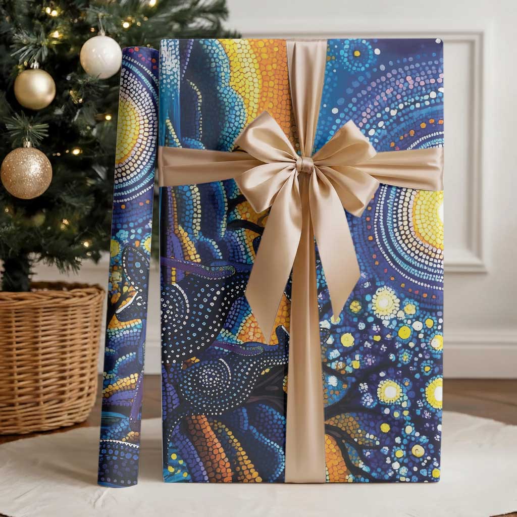 Australian Night Sky Landscape Wrapping Paper Aboriginal Dreamtime Story - Aussie Hoodie