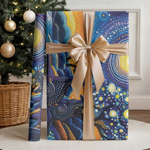 Australian Night Sky Landscape Wrapping Paper Aboriginal Dreamtime Story - Aussie Hoodie